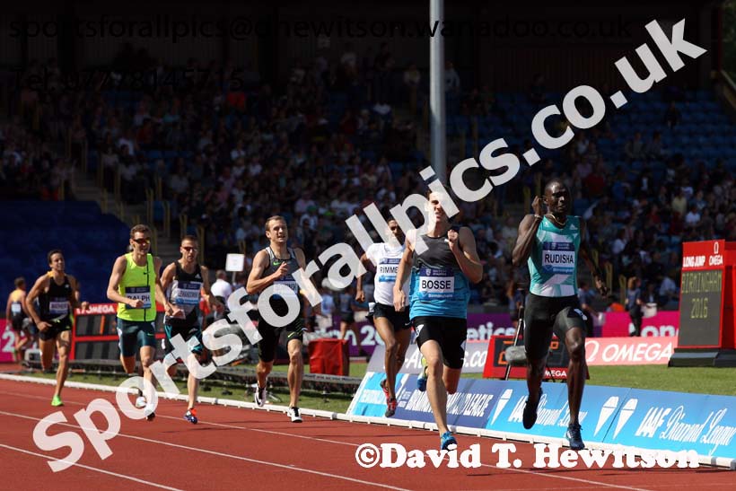 David Rudisha (KEN) holds on to win from Pierre-Ambroise Bosse (FRA) 600 metres, IAAF Diamond League, Birmingham. Photo: David T. Hewitson/Sports for All Pics